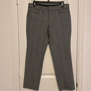 Banana Republic Sloan Gray Plaid Womens Dress Pants Size 6 Cotton Blend Slim Fit